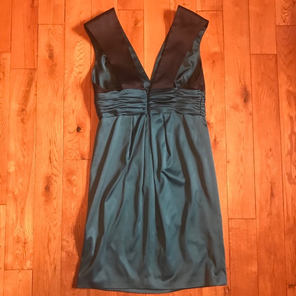 Max & Cleo black and teal satin cocktail dress - Picture 2 of 8